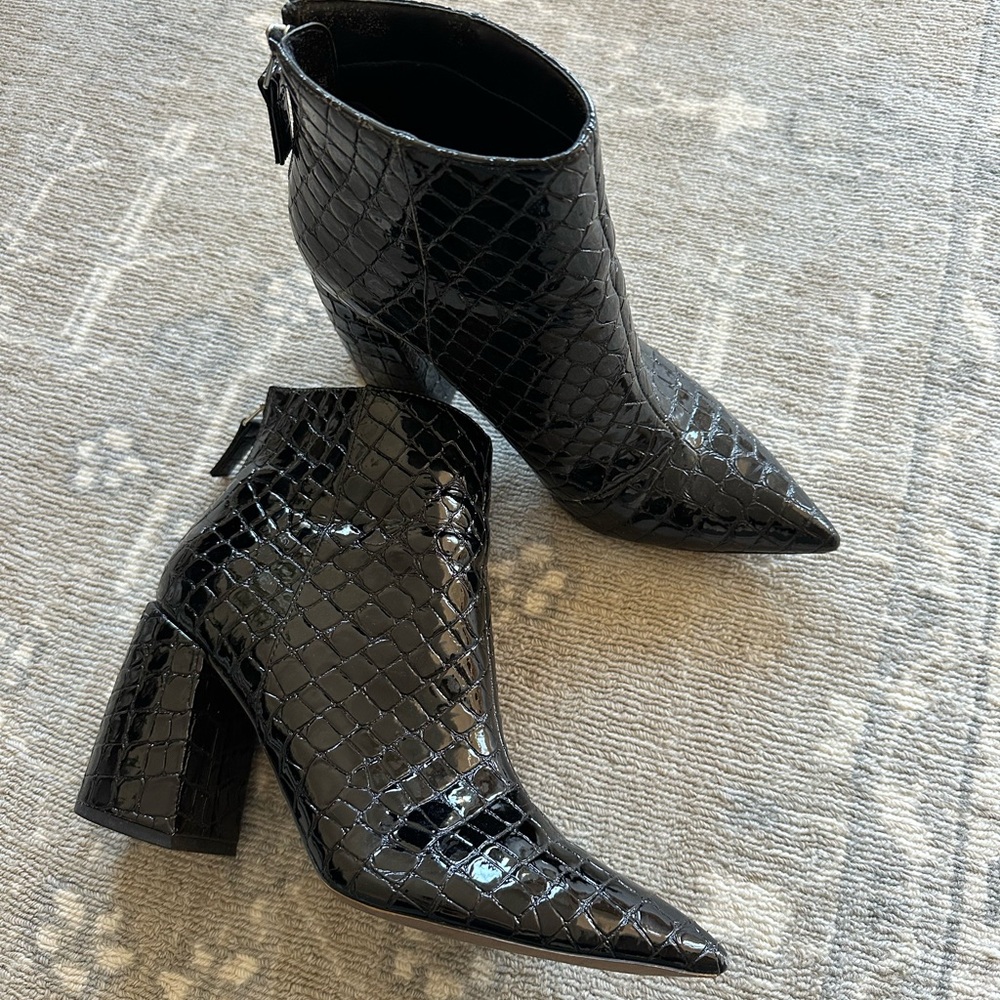 Black Snakeskin Booties